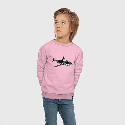 Детский свитшот Акула на белом фоне / Светло-розовый – фото 4