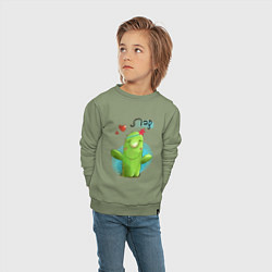 Свитшот хлопковый детский Кактус: Лав, цвет: авокадо — фото 2