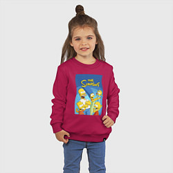 Свитшот хлопковый детский Семейка Симпсонов - Гомер, Мардж и их отпрыски, цвет: маджента — фото 2