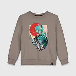 Свитшот хлопковый детский Аяка самурай - Геншин Импакт, цвет: утренний латте