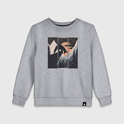 Свитшот хлопковый детский Оранжевая луна и лисёнок, цвет: меланж