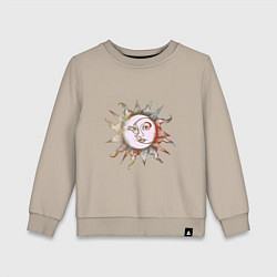 Свитшот хлопковый детский Солнце и луна - Солнцестояние, цвет: миндальный