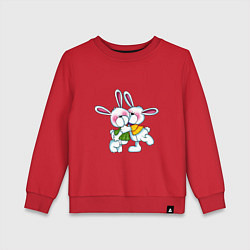 Свитшот хлопковый детский Пара влюбленных заек, цвет: красный