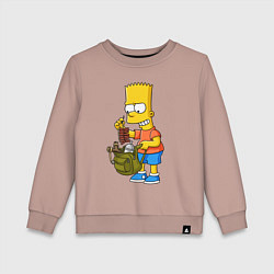 Свитшот хлопковый детский Барт Симпсон разбирает свой рюкзак, цвет: пыльно-розовый