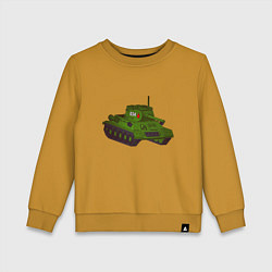 Свитшот хлопковый детский Самый обычный танк, цвет: горчичный