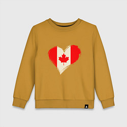 Свитшот хлопковый детский Сердце - Канада, цвет: горчичный