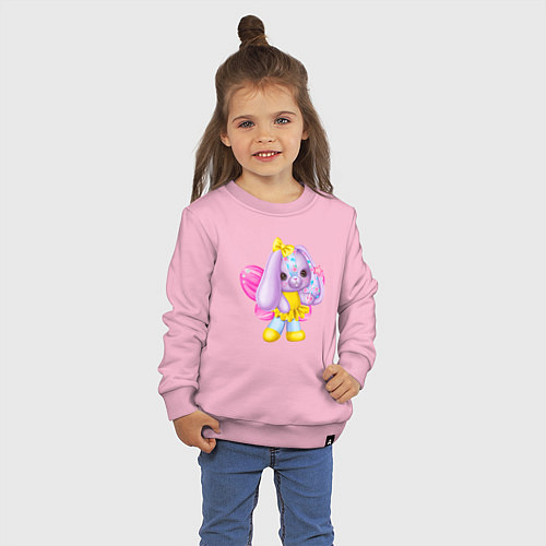 Детский свитшот Фиолетовый зайчик с крылашками / Светло-розовый – фото 3
