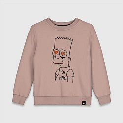 Свитшот хлопковый детский Im fine - Bart Simpson, цвет: пыльно-розовый