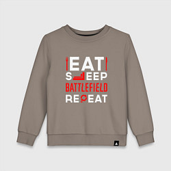 Детский свитшот Надпись eat sleep Battlefield repeat