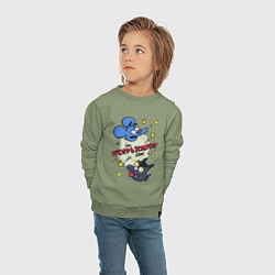 Свитшот хлопковый детский Симпсоны - шоу Щекотки и Царапки, цвет: авокадо — фото 2
