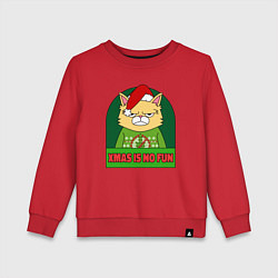 Свитшот хлопковый детский Xmas is no fun, цвет: красный