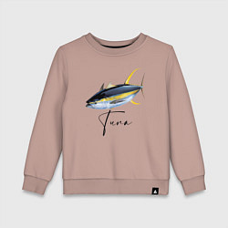 Свитшот хлопковый детский Желтопёрый океанский тунец, цвет: пыльно-розовый