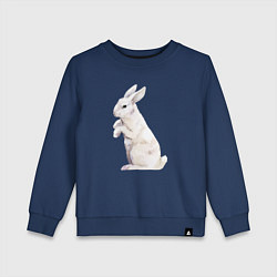 Свитшот хлопковый детский Белый милый кролик, цвет: тёмно-синий