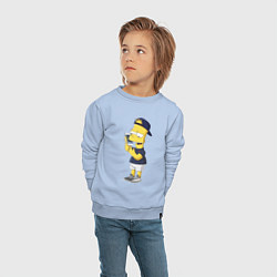 Свитшот хлопковый детский Барт Симпсон болтает по мобильнику, цвет: мягкое небо — фото 2