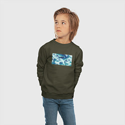 Свитшот хлопковый детский Штормовые морские волны, цвет: хаки — фото 2