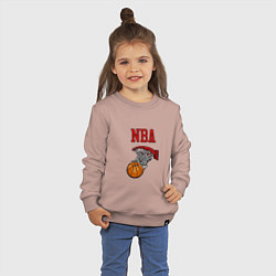 Свитшот хлопковый детский Basketball - NBA logo, цвет: пыльно-розовый — фото 2