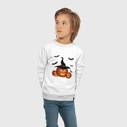 Свитшот хлопковый детский Хэллоуин Тыквы, цвет: белый — фото 2