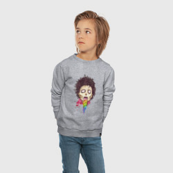 Свитшот хлопковый детский Зомби с радугой, цвет: меланж — фото 2