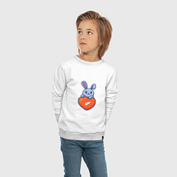 Свитшот хлопковый детский Кролик и сердечко, цвет: белый — фото 2