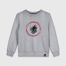 Детский свитшот Символ Cyberpunk 2077 и красная краска вокруг