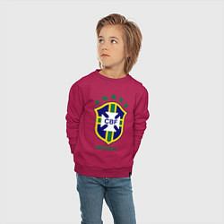 Свитшот хлопковый детский Brasil CBF, цвет: маджента — фото 2
