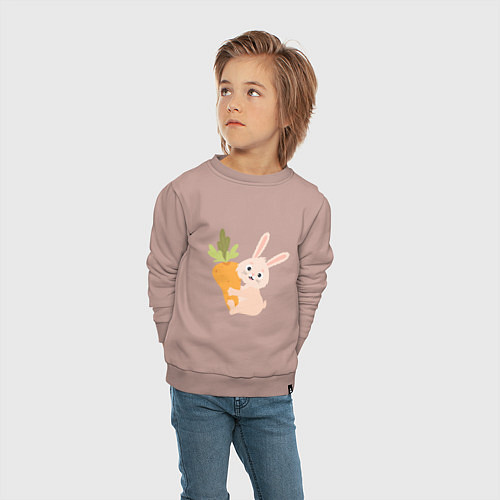 Детский свитшот Кролик с морковкой / Пыльно-розовый – фото 4