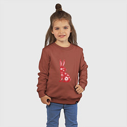 Свитшот хлопковый детский Красный заяц, цвет: кирпичный — фото 2