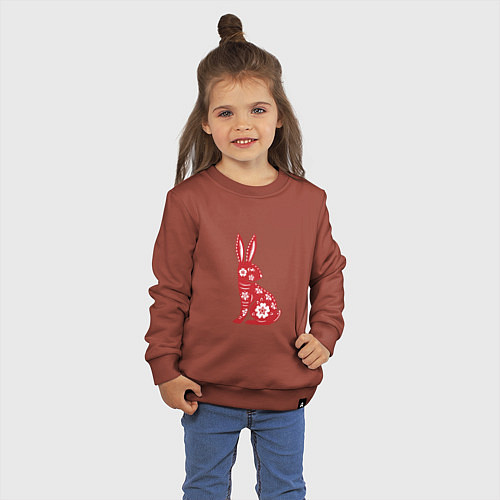 Детский свитшот Красный заяц / Кирпичный – фото 3
