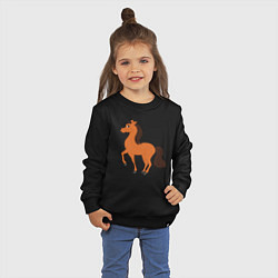 Свитшот хлопковый детский Конь, цвет: черный — фото 2