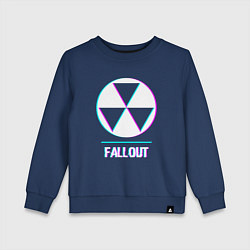 Свитшот хлопковый детский Fallout в стиле glitch и баги графики, цвет: тёмно-синий