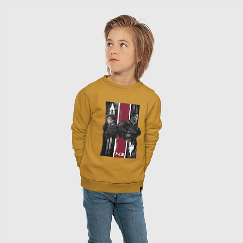 Детский свитшот Mass Effect N7 - Shepard / Горчичный – фото 4