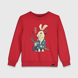 Свитшот хлопковый детский Кролик самурай с мечом, цвет: красный