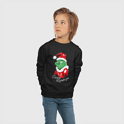 Свитшот хлопковый детский Merry Christmas, Santa Claus Grinch, цвет: черный — фото 2