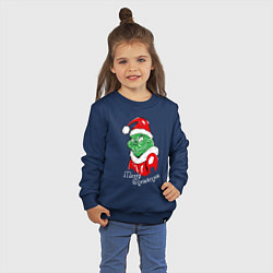 Свитшот хлопковый детский Merry Christmas, Santa Claus Grinch, цвет: тёмно-синий — фото 2