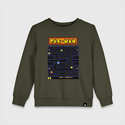 Свитшот хлопковый детский Pac-Man на ZX-Spectrum, цвет: хаки