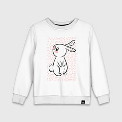 Свитшот хлопковый детский Милый кролик и много сердечек, цвет: белый