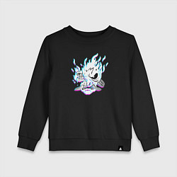 Свитшот хлопковый детский Cyberpunk 2077 neon samurai glitch art, цвет: черный