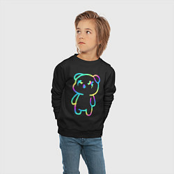 Свитшот хлопковый детский Cool neon bear, цвет: черный — фото 2