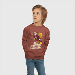Свитшот хлопковый детский Санта на скейте, цвет: кирпичный — фото 2
