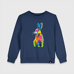 Свитшот хлопковый детский Кролик в стиле поп-арт, цвет: тёмно-синий