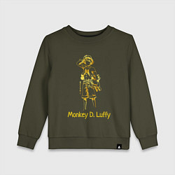 Свитшот хлопковый детский Monkey D Luffy Gold, цвет: хаки