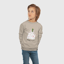 Свитшот хлопковый детский Кролики и новогодняя елка, цвет: миндальный — фото 2