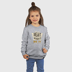 Свитшот хлопковый детский Dream it, Wish it, Do it, цвет: меланж — фото 2