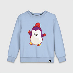 Свитшот хлопковый детский Пингвин в шапке, цвет: мягкое небо