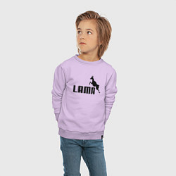 Свитшот хлопковый детский Лама вместо пумы, цвет: лаванда — фото 2