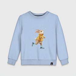 Свитшот хлопковый детский Кролик на коньках, цвет: мягкое небо