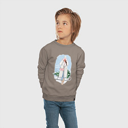 Свитшот хлопковый детский Девушка с ёлкой, цвет: утренний латте — фото 2