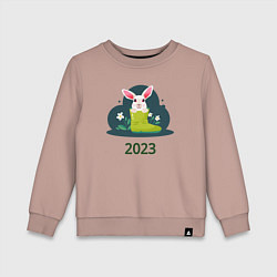 Свитшот хлопковый детский Заяц в сапоге 2023, цвет: пыльно-розовый