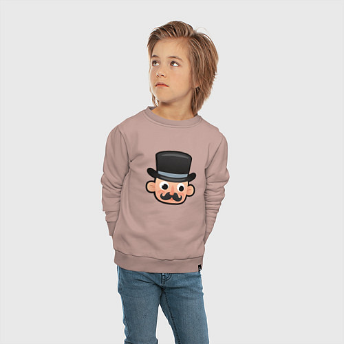 Детский свитшот Мультяшный англичанин в шляпе / Пыльно-розовый – фото 4