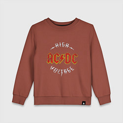 Свитшот хлопковый детский AC-DC Высокое напряжение, цвет: кирпичный